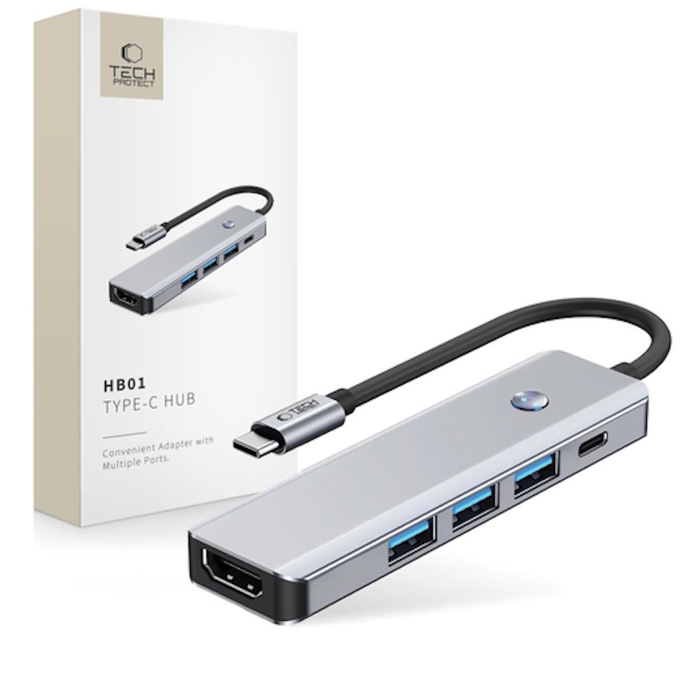 Tech Protect USB Type-C HUB 4K HDMI - Space Gray/Black