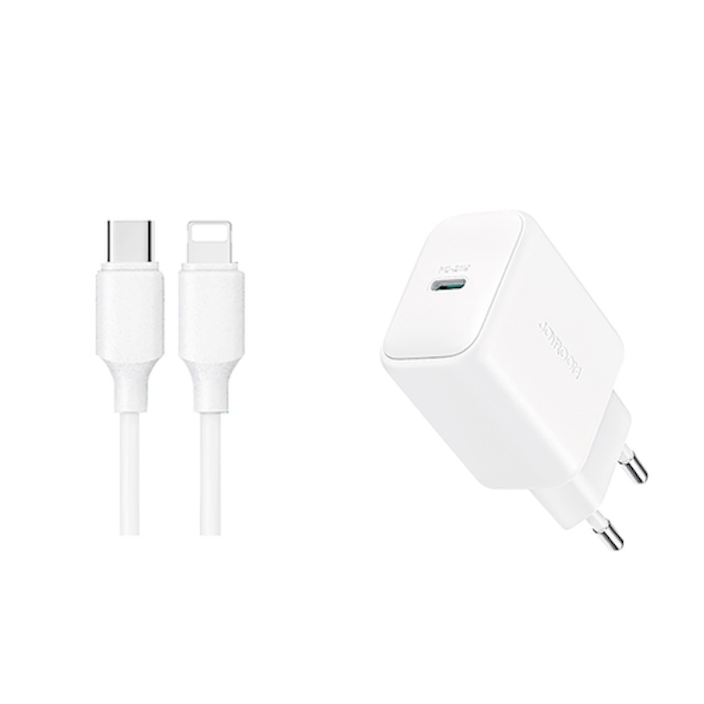 Joyroom Fast Charger USB-C 20W + USB-C to Lightning Cable 1m - White
