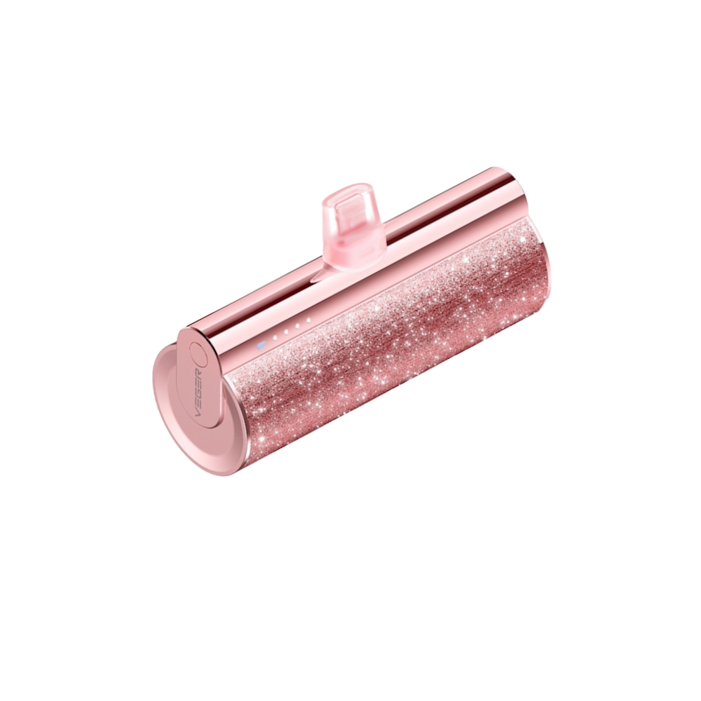 Veger Lipstick-C W0573 5000mAh 12W Portable Size Type-C Power Bank + LED Indicator - Pink