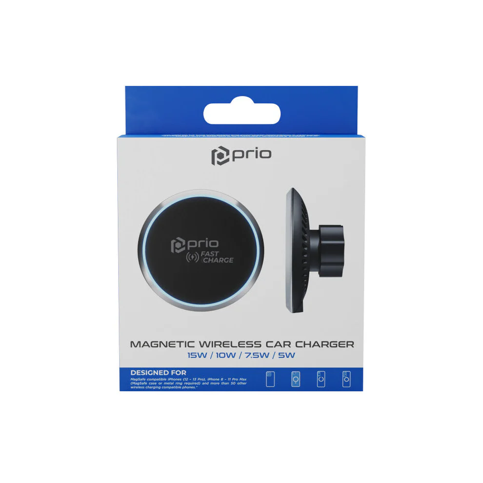 Prio MagSafe Wireless Car Charger 15W - Black