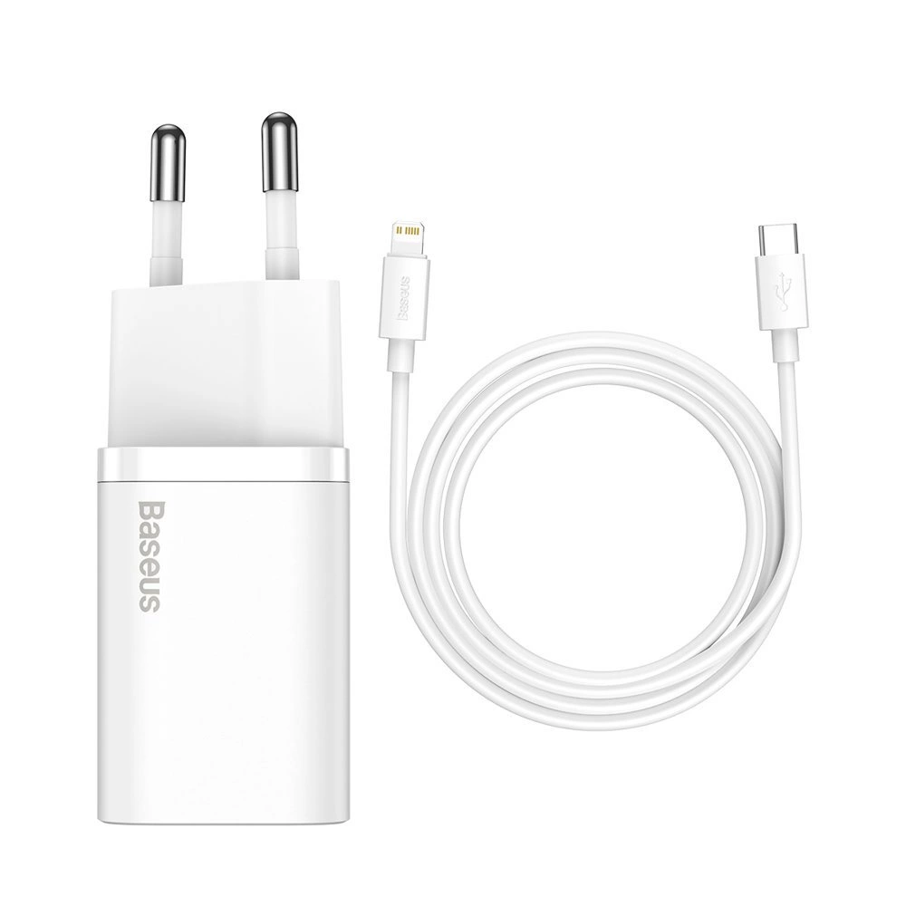 Baseus Super Fast Charger 20W USB-C + USB-C to Lightning Cable 1m - White