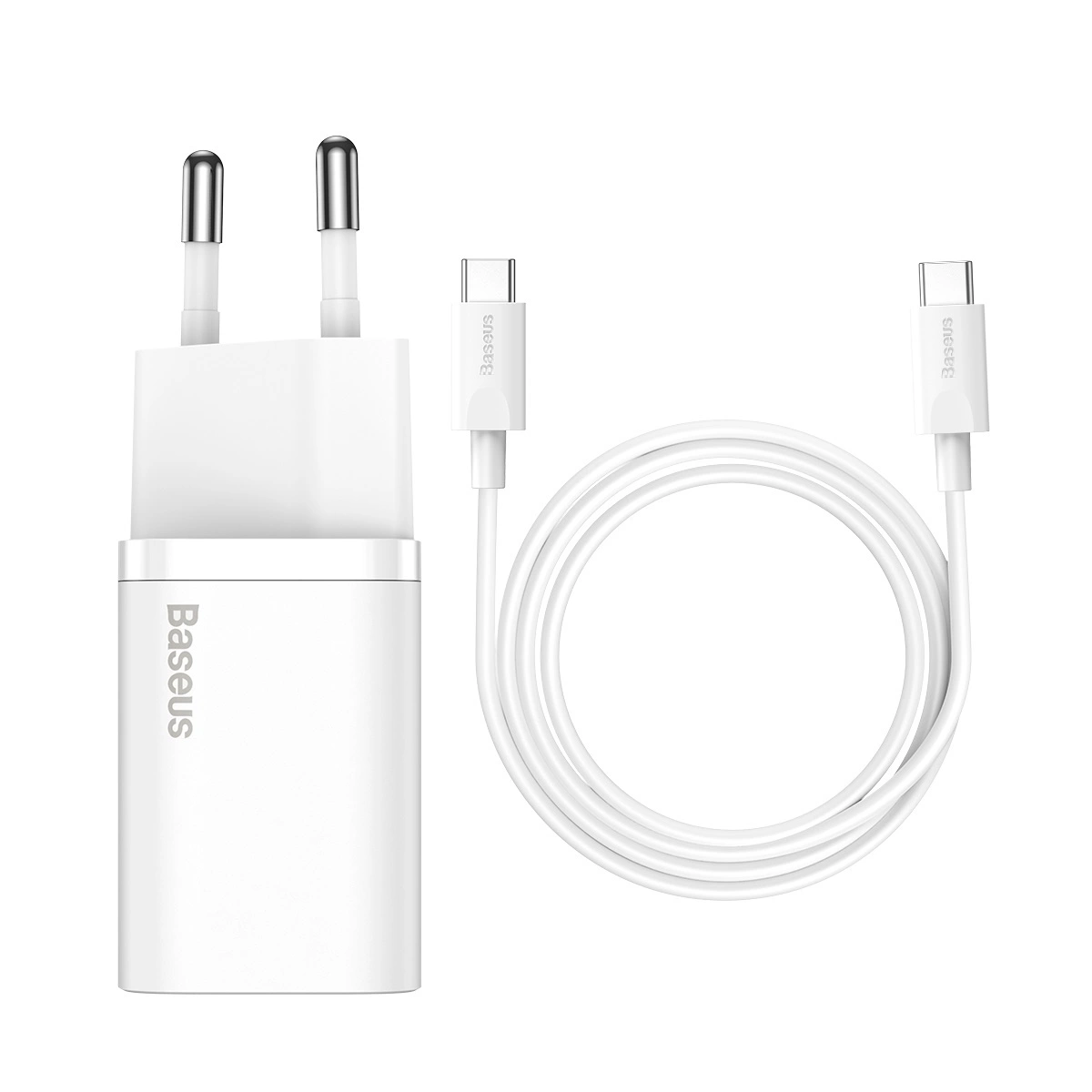 Baseus Super Fast Charger 20W USB-C + USB-C to C Cable 1m - White